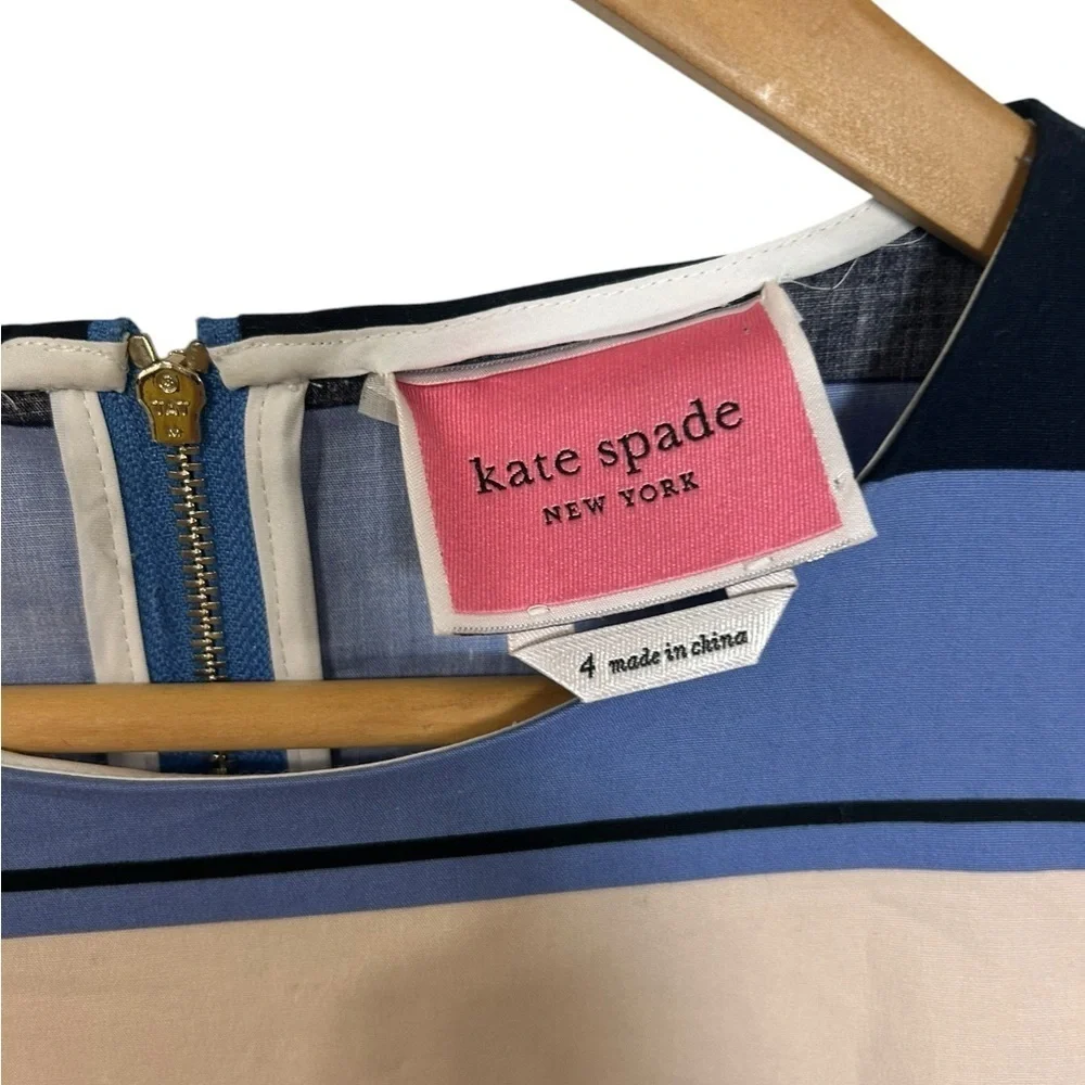 Kate Spade Iconic Colorful Berber Fit & Flare Striped Exposed Zipper Dress Sz 4